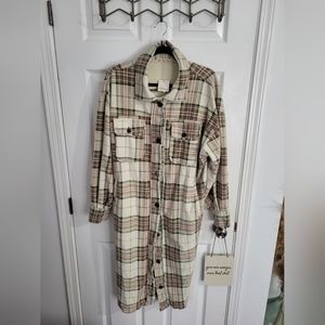 Free people plaid long ruby jacket
